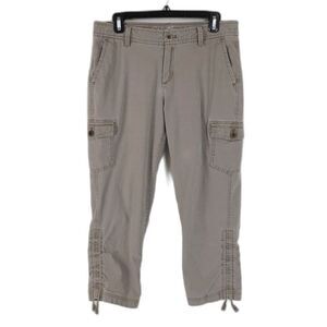 Eddie Bauer Cropped Cargo Pants Women's Size 8 Beige Mid-Rise Adjustable Outdoor